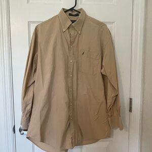 Nautica Vintage Oxford Men's Tan Button-Up Long Sleeve Shirt